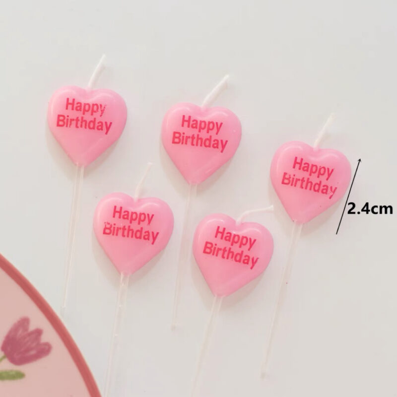 Pink Heart HBD Candles - Image 5