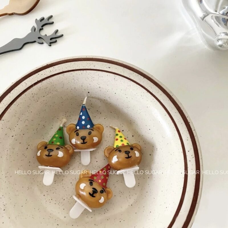 Teddy Party Hat Candles